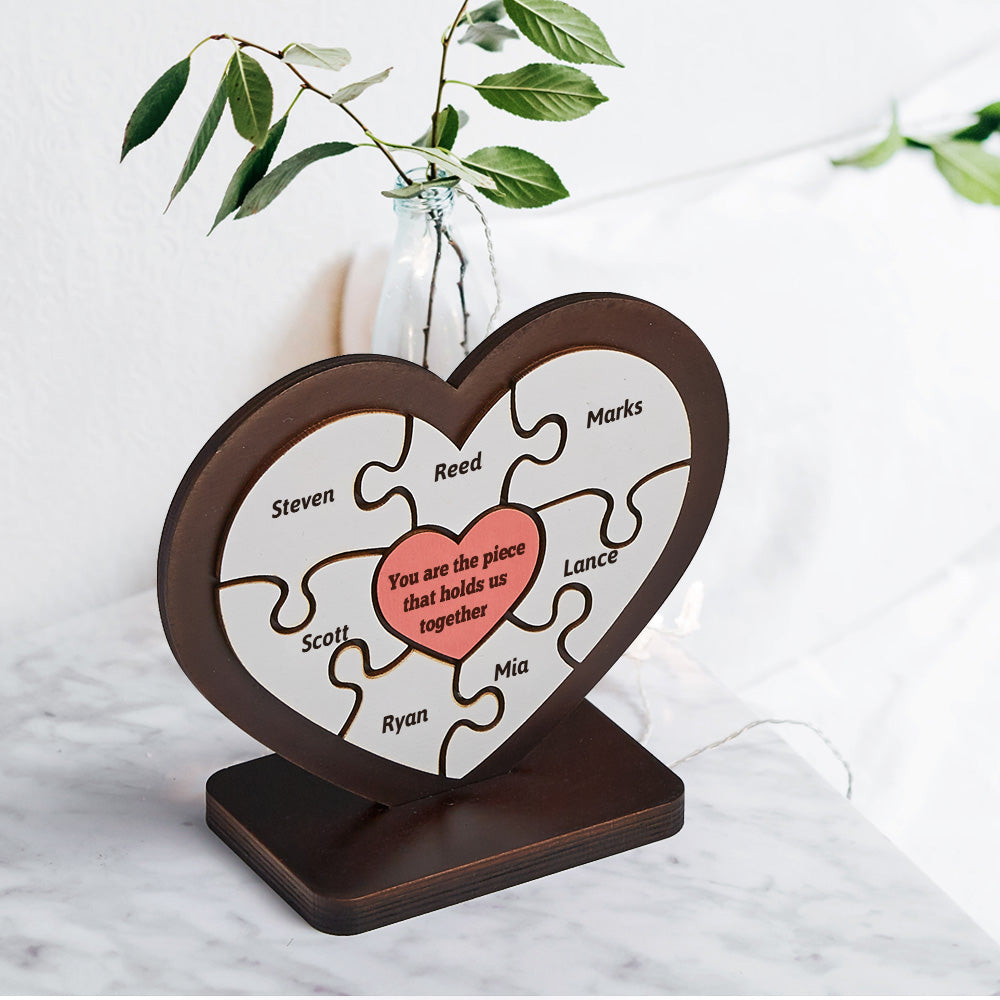 Mothers Day Box Frames Personalised Name Heart Wooden Puzzle Ornaments