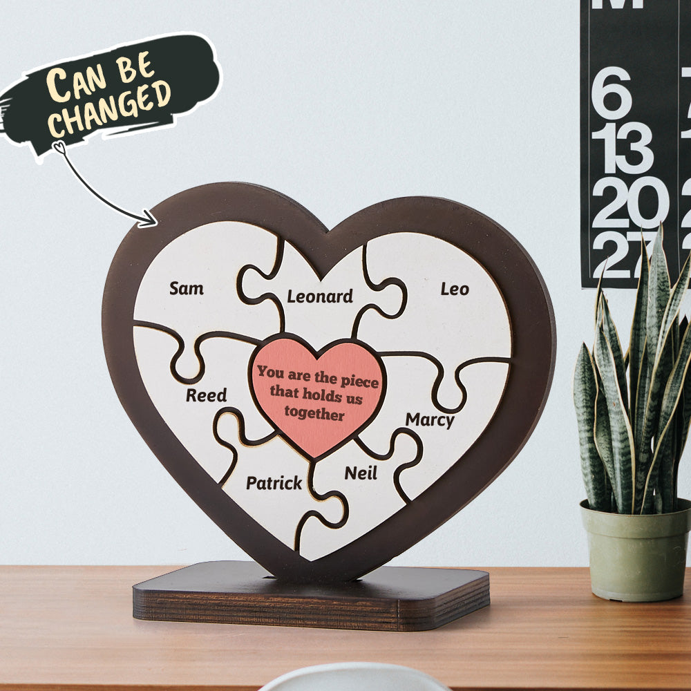 Mothers Day Box Frames Personalised Name Heart Wooden Puzzle Ornaments