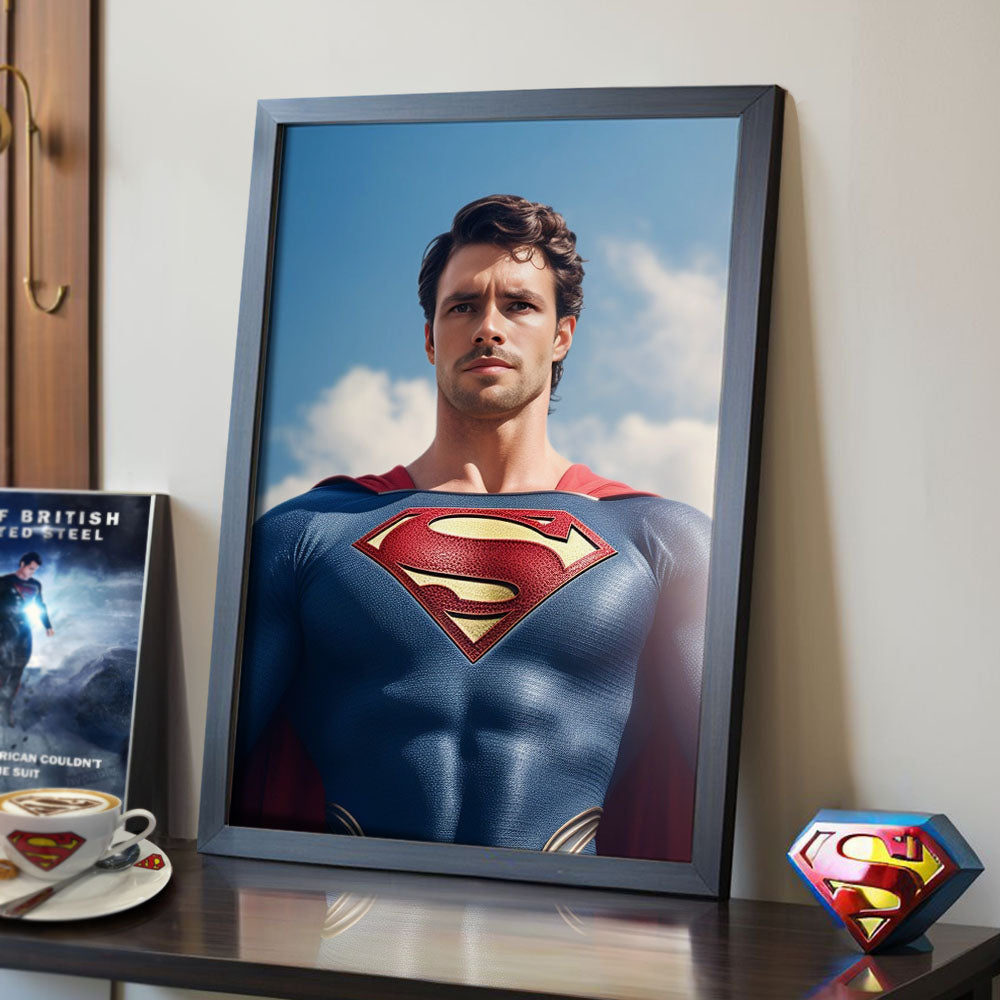 Personalized Portrait from Photo Custom Face Superman Frame Gifts for Him / Father