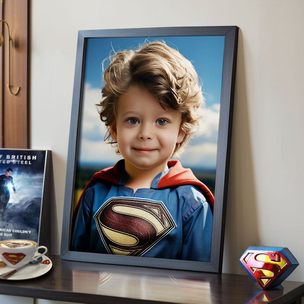 Personalized Portrait from Photo Custom Face Superman Frame Gifts for Him / Father