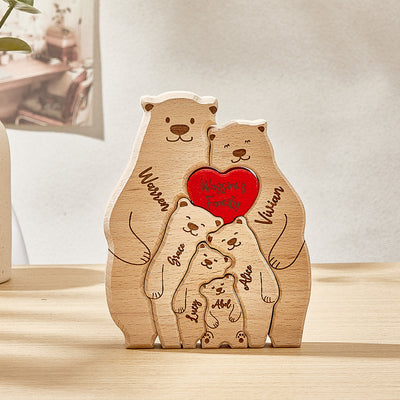 Personalized Wooden Bears Custom Family Member Names Puzzle Home Decor Gifts - mysiliconefoodbag