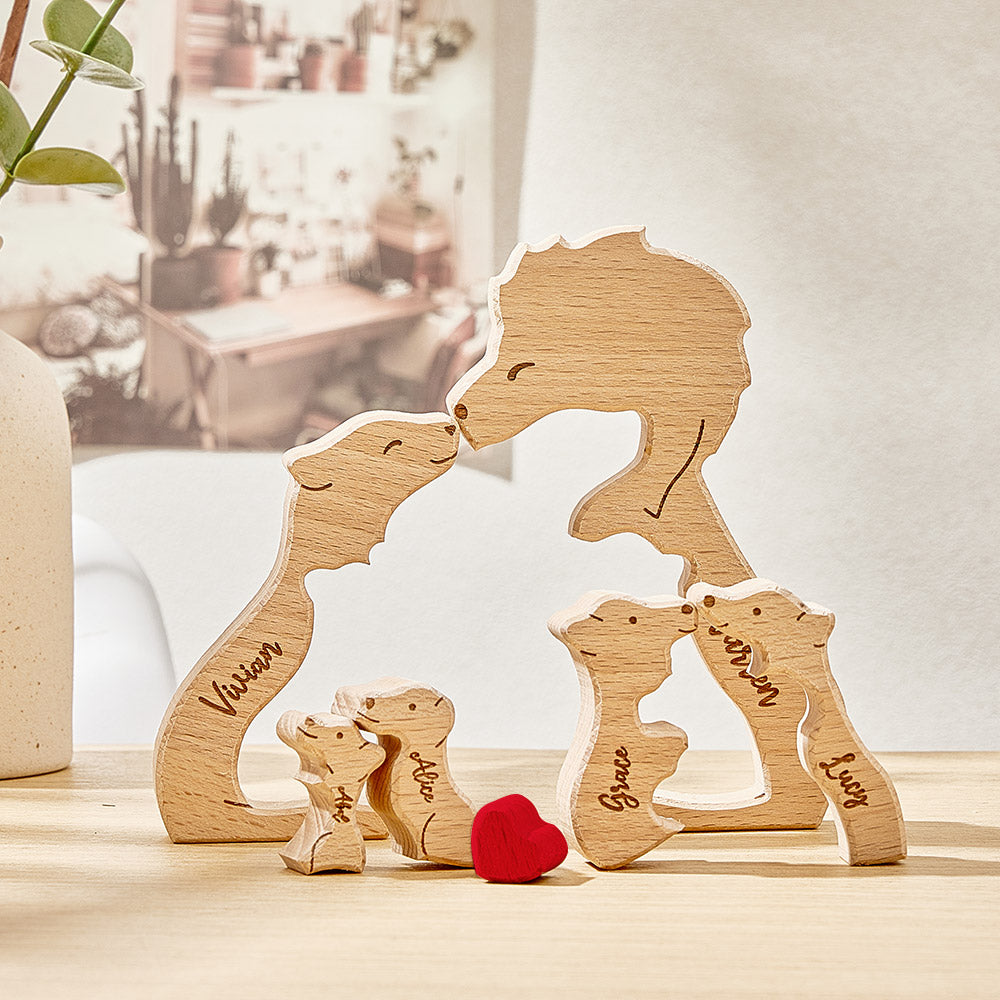 Personalized Wooden Lions Custom Family Member Names Puzzle Home Decor Gifts