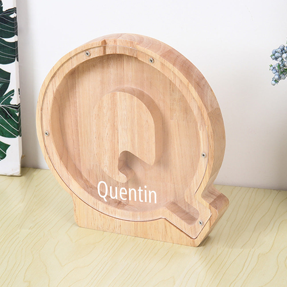 Personalized Letter Piggy Bank Custom Name Wooden Engraved Letter Money Box Gift for Kids