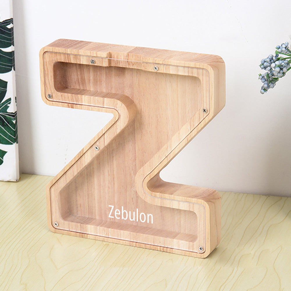 Personalized Letter Piggy Bank Custom Name Wooden Engraved Letter Money Box Gift for Kids