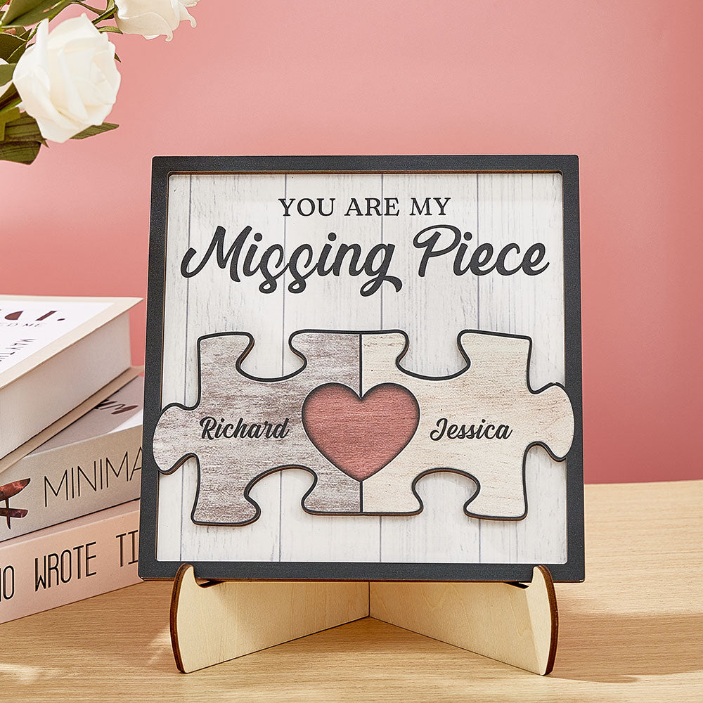 Custom You're My Missing Piece Ornament Personalized Puzzle Pieces Couple Wood Plaque Gifts for Couples