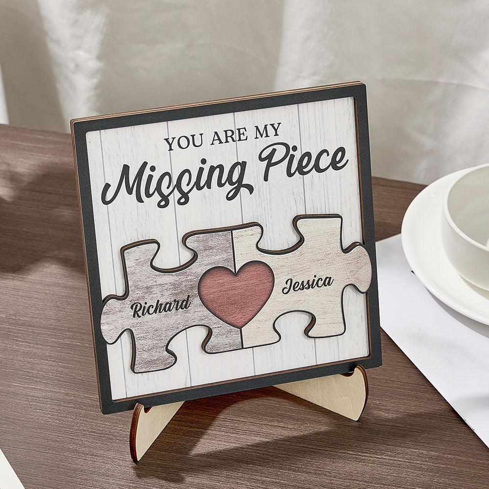 Custom You're My Missing Piece Ornament Personalized Puzzle Pieces Couple Wood Plaque Gifts for Couples