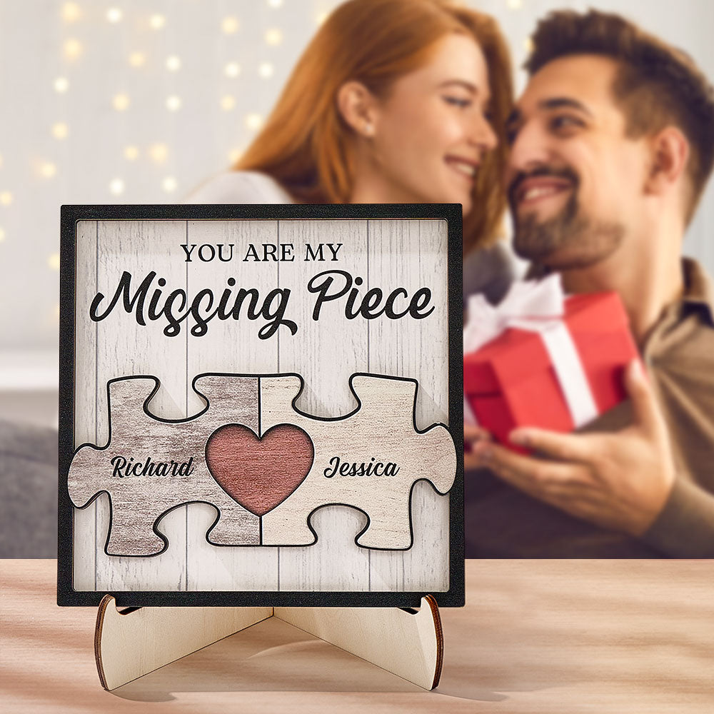 Custom You're My Missing Piece Ornament Personalized Puzzle Pieces Couple Wood Plaque Gifts for Couples