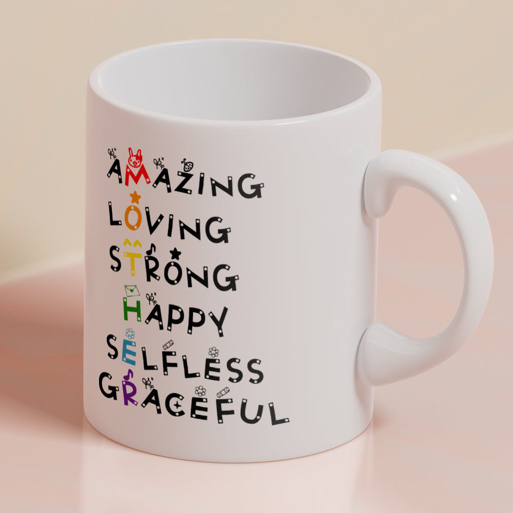 Crossword Acrostic Poem Mug for Mom, Mother's Day Gift