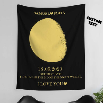 Personalized Moon Phase Tapestry Gifts for Her Home Wall Decor - mysiliconefoodbag