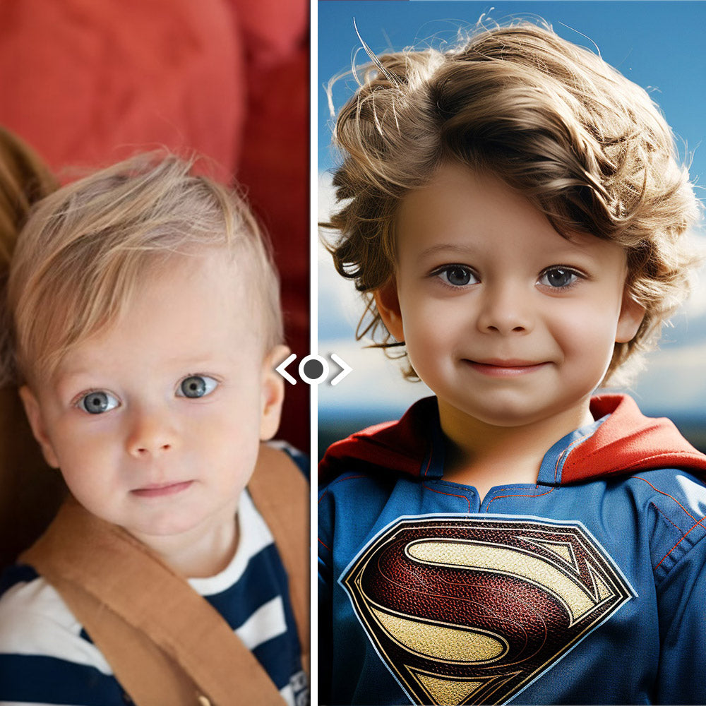 Personalized Face Superman Metal Poster Custom Photo Portrait Gifts for Kids