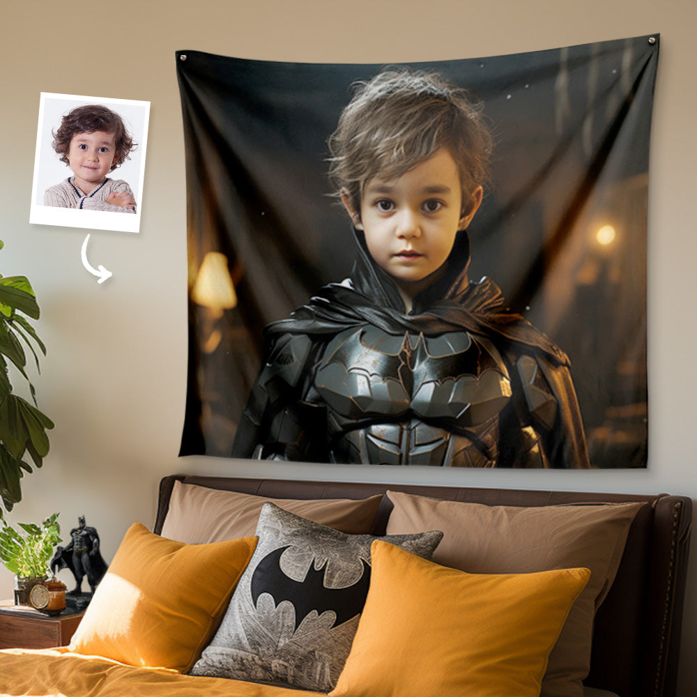 Personalized Face Batman Tapestry Custom Photo Portrait Gifts for Him