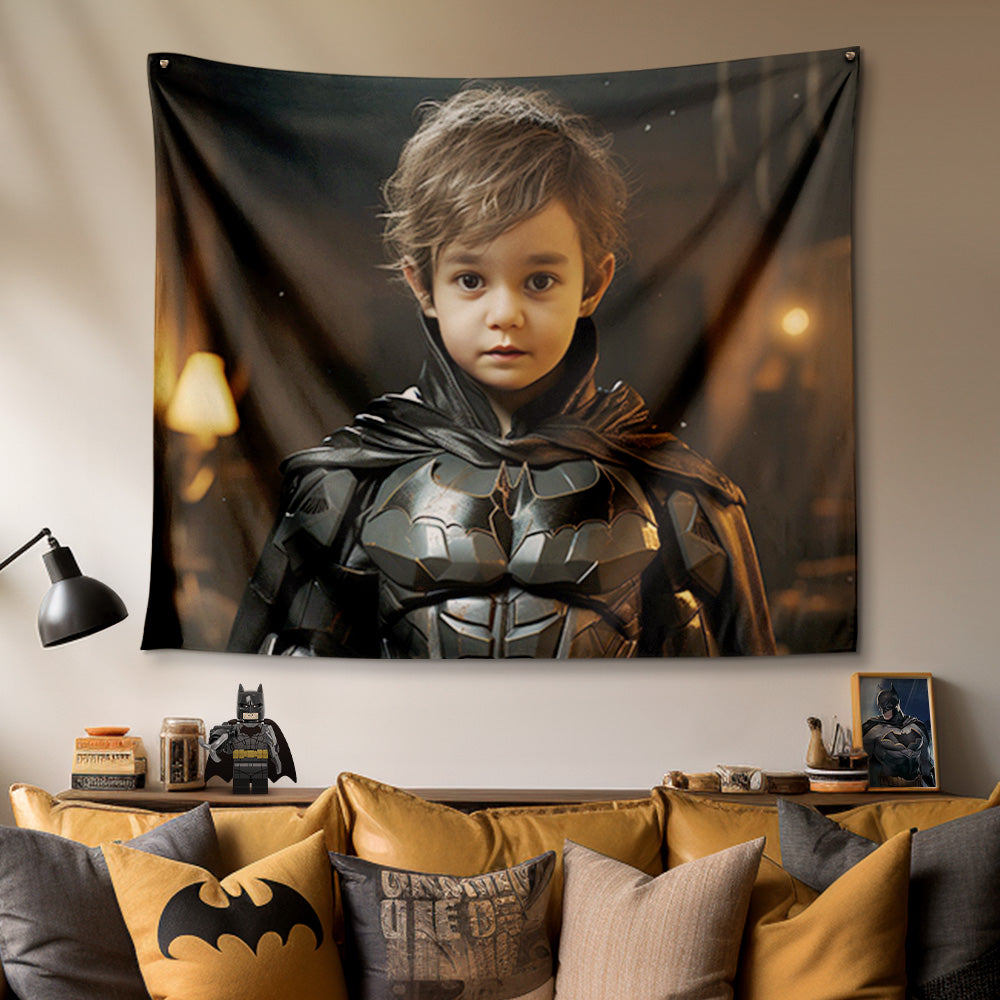 Personalized Face Batman Tapestry Custom Photo Portrait Gifts for Him