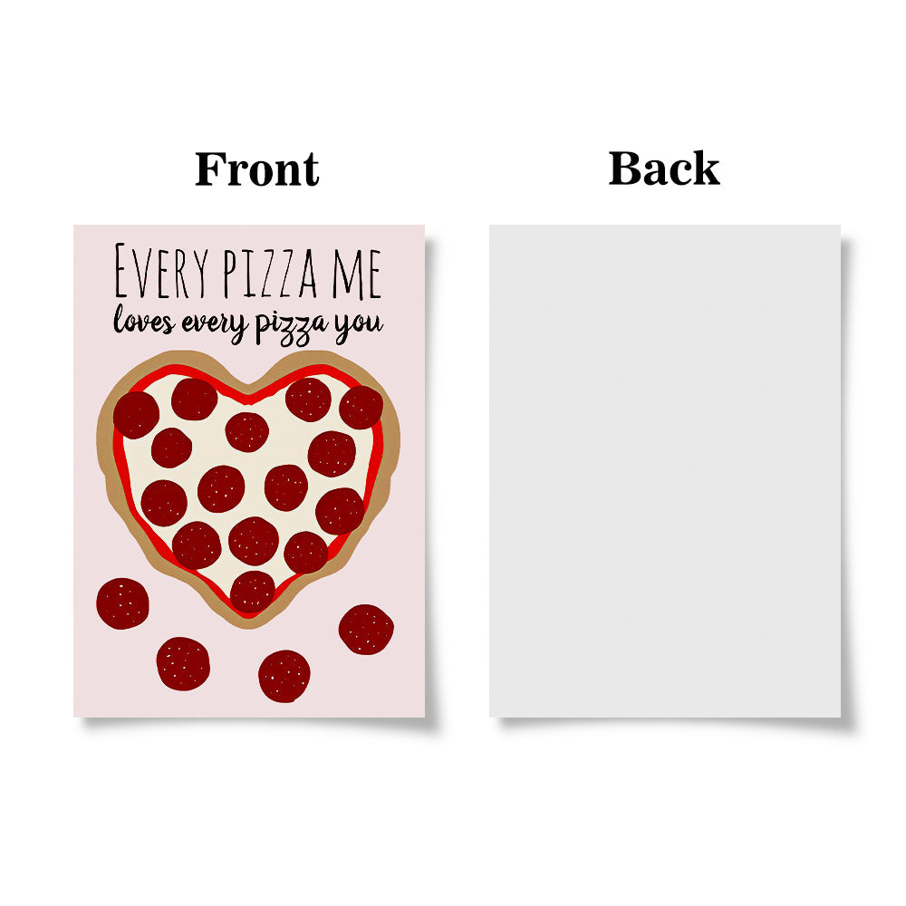 Funny Cute Pizza Heart Valentine's Day Card