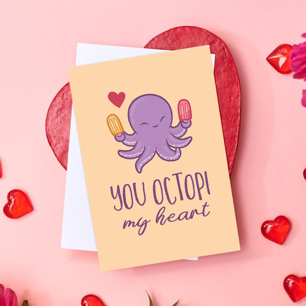 Funny You Octopi My Heart Octopus Valentine's Day Card