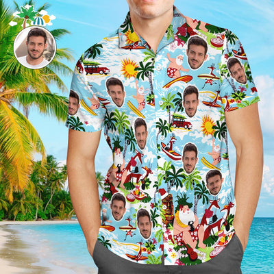 Custom Men's Santa Claus Party Tropical Ugly Hawaiian Christmas Shirts - mysiliconefoodbag