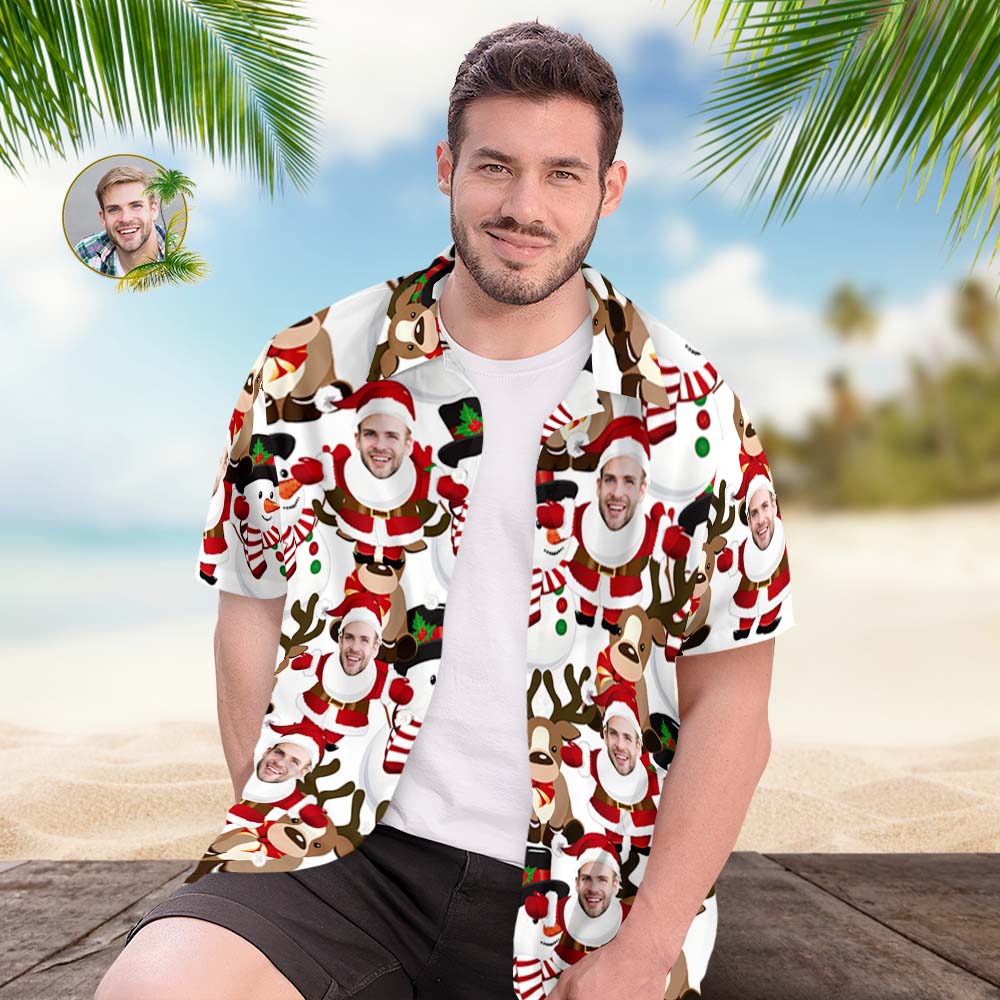 Custom Men's Santa Claus Party Hawaiian Shirts Christmas Gift