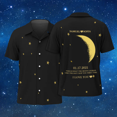 Custom Moon Phase and Names Hawaiian Shirt For Men All Over Print Personalized Shirt - mysiliconefoodbag