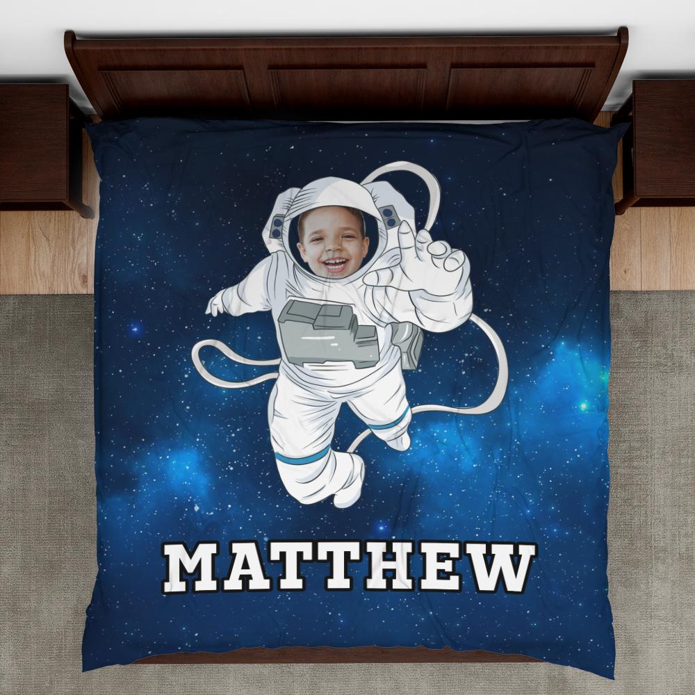 Polyester Fibre Custom Duvet Cover Bedding Sheets Personalized Photo Text Duvet Cover & Pillow-The Astronaut Sheets