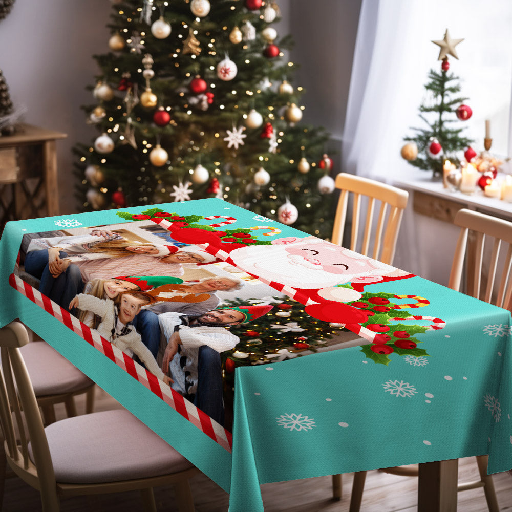 Custom Christmas Santa Photo Tablecloth Personalized Washable Table Cover Christmas Gift