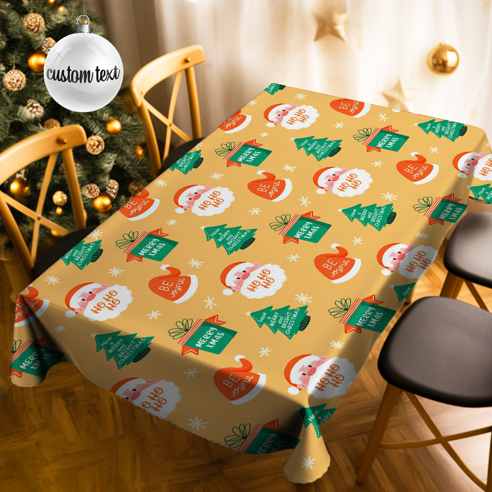 Personalized Text Merry Christmas Tablecloth Custom Washable Table Cover Christmas Gift