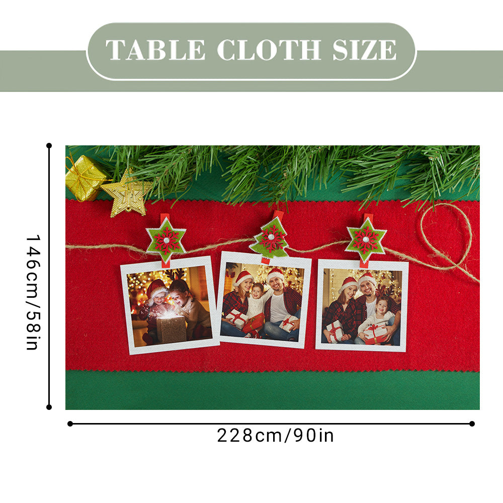 Custom Family Photo Tablecloth Personalized Washable Table Cover Christmas Gift