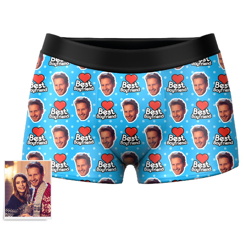 Men's Best Boyfriend Custom Face Boxer Shorts, Custom Underwear For Men