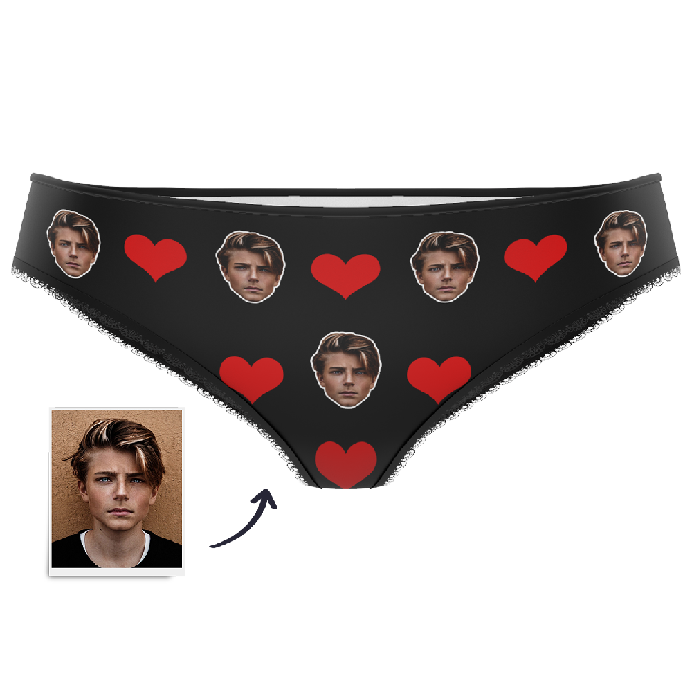 Couple Women's Custom Face Heart Panties