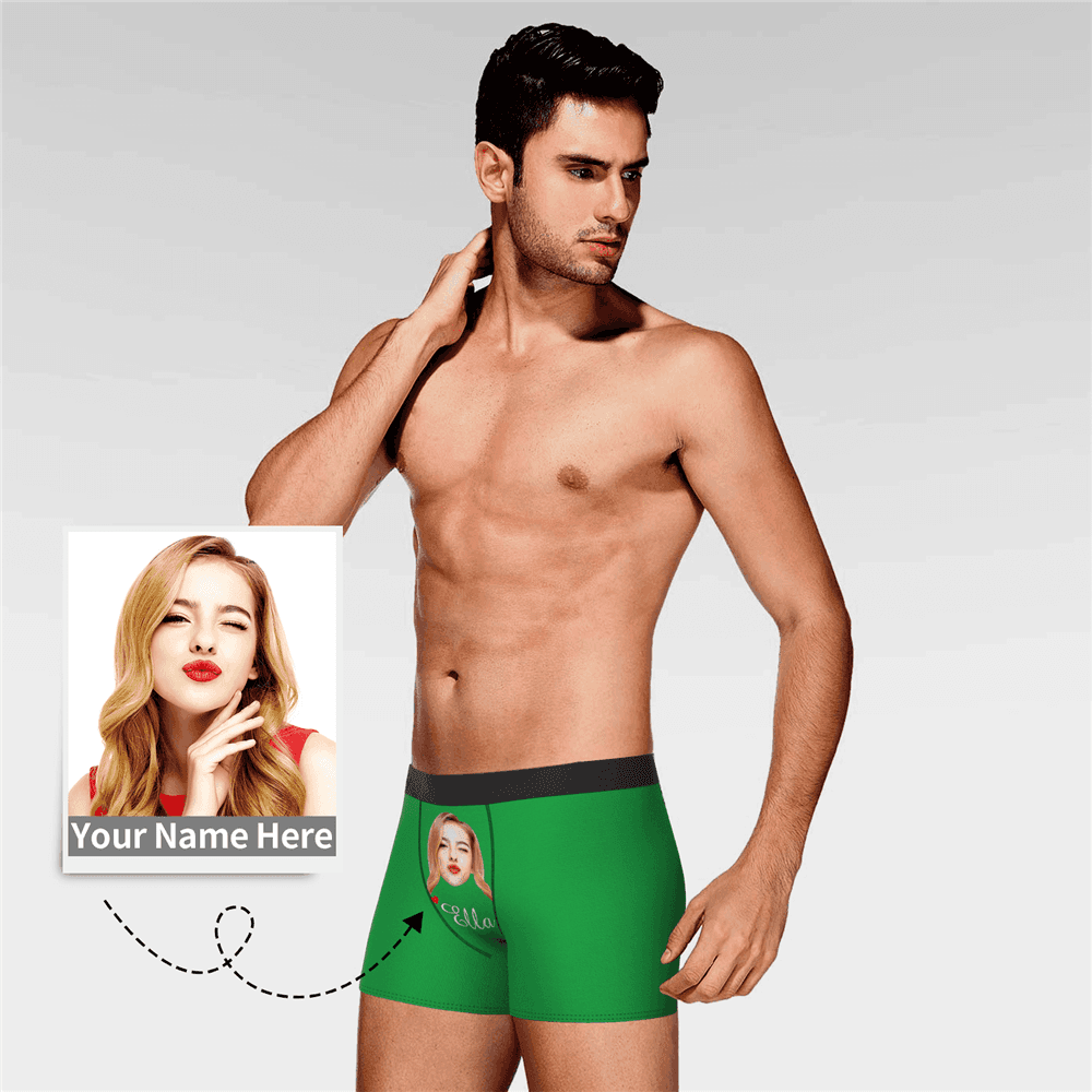 Custom Face And Name Colorful Boxer Shorts, Custom Underwear For Men