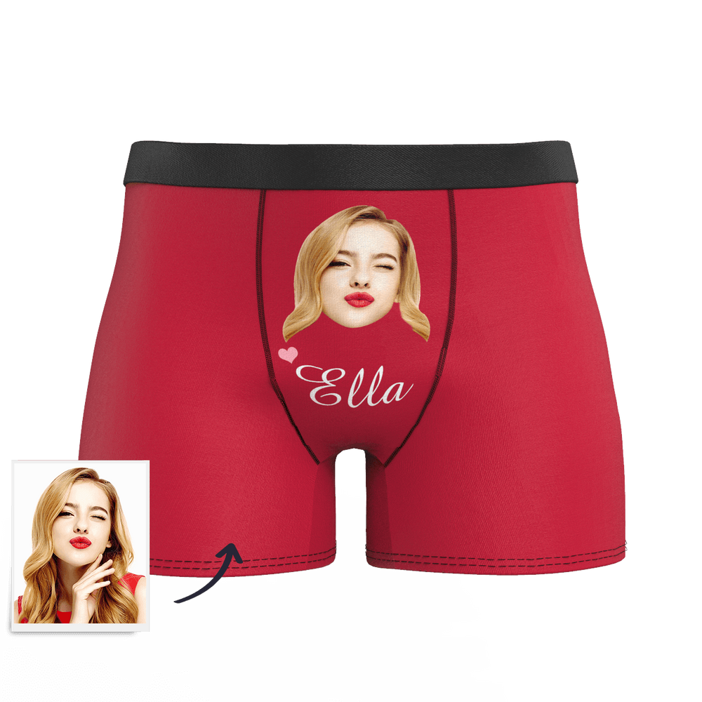 Custom Face And Name Colorful Boxer Shorts, Custom Underwear For Men