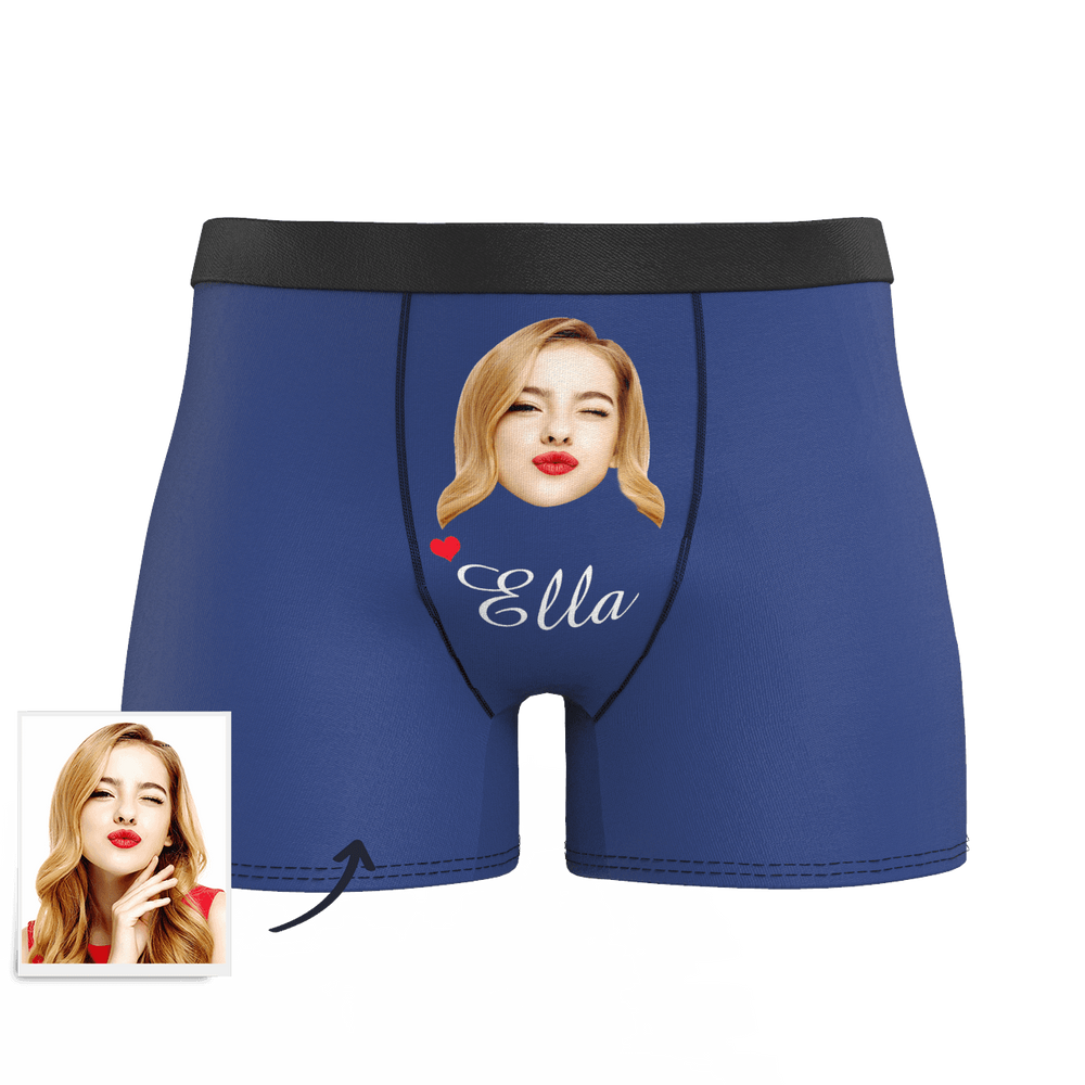 Custom Face And Name Colorful Boxer Shorts, Custom Underwear For Men