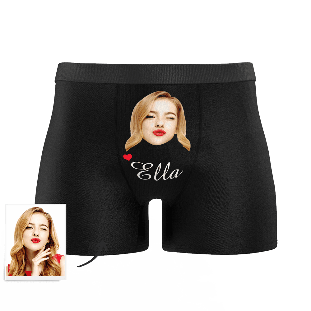 Custom Face And Name Colorful Boxer Shorts, Custom Underwear For Men