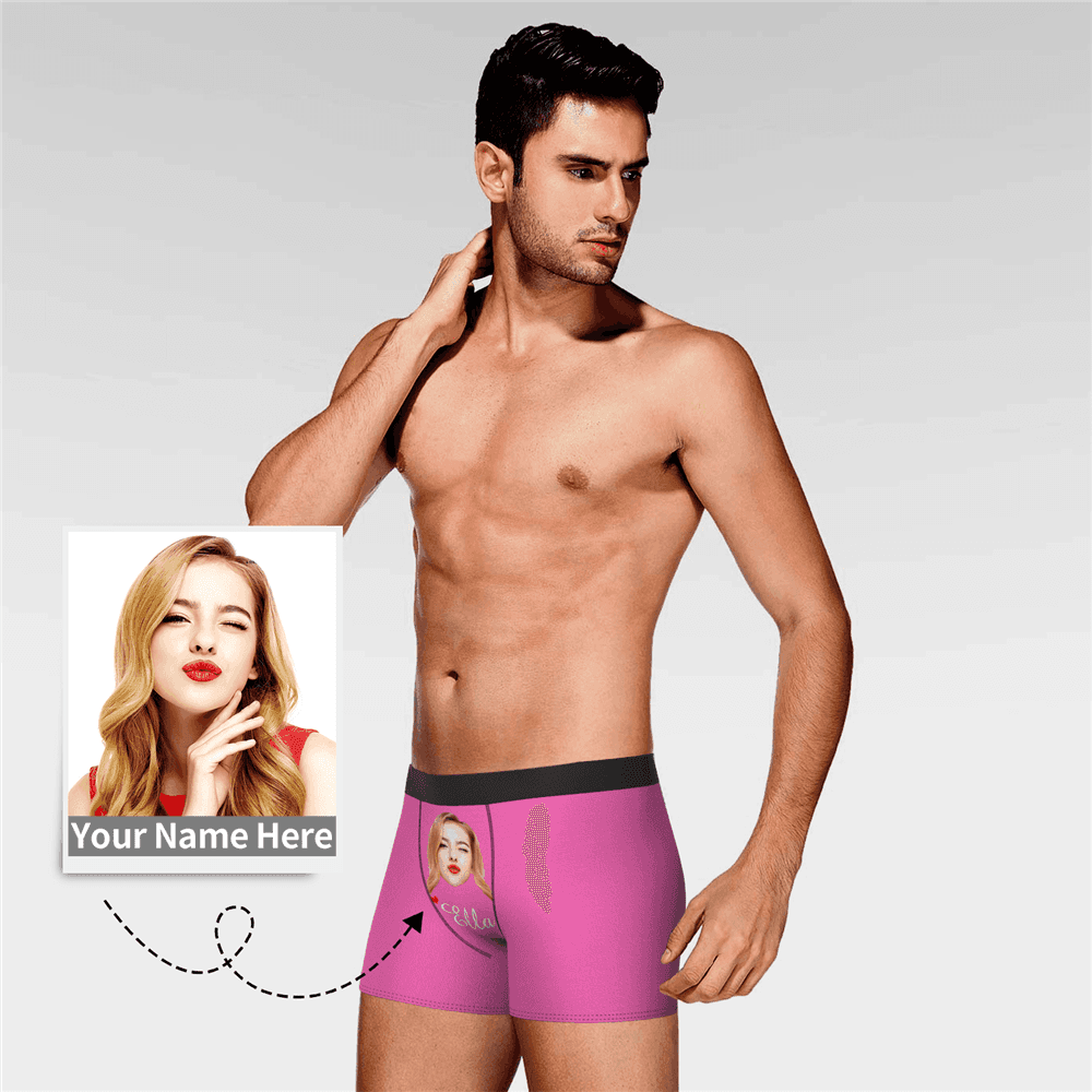 Custom Face And Name Colorful Boxer Shorts, Custom Underwear For Men