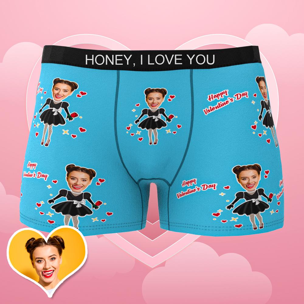 Custom Face Boxer Men's Heart Photo Underwear AR View