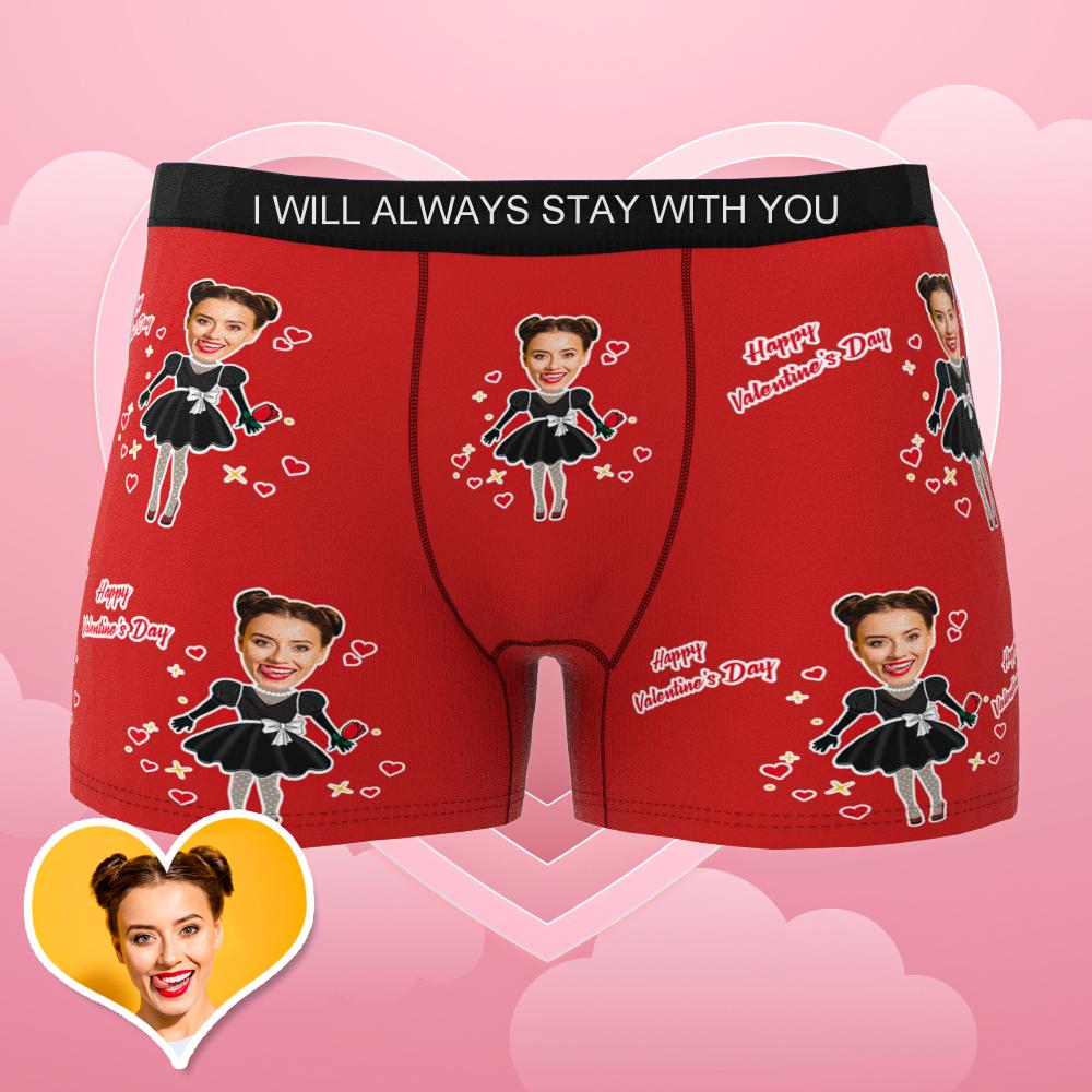 Custom Face Boxer Men's Heart Photo Underwear AR View