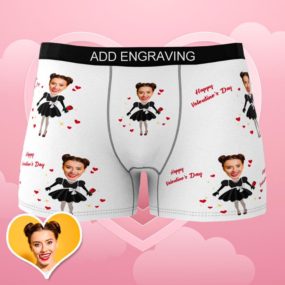 Custom Face Boxer Men's Heart Photo Underwear AR View