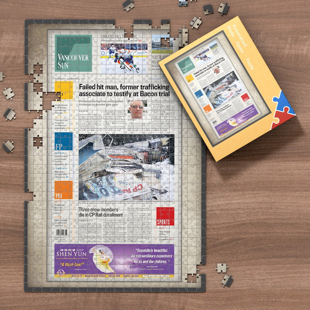 Calgary Herald Front Page Jigsaw Puzzle, Personalized From A Specific Date You Were Born Your Memorial Day, Birthday Gift Idea-1000 Pieces Max (Old Newspaper Frame)