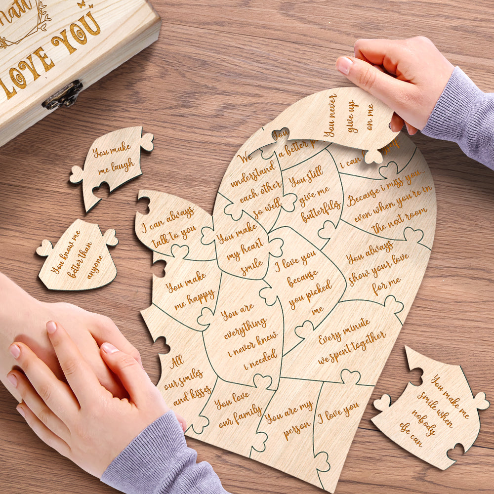 Personalised Wooden Puzzle with Box Reasons Why I Love You Unique Gift for Lover