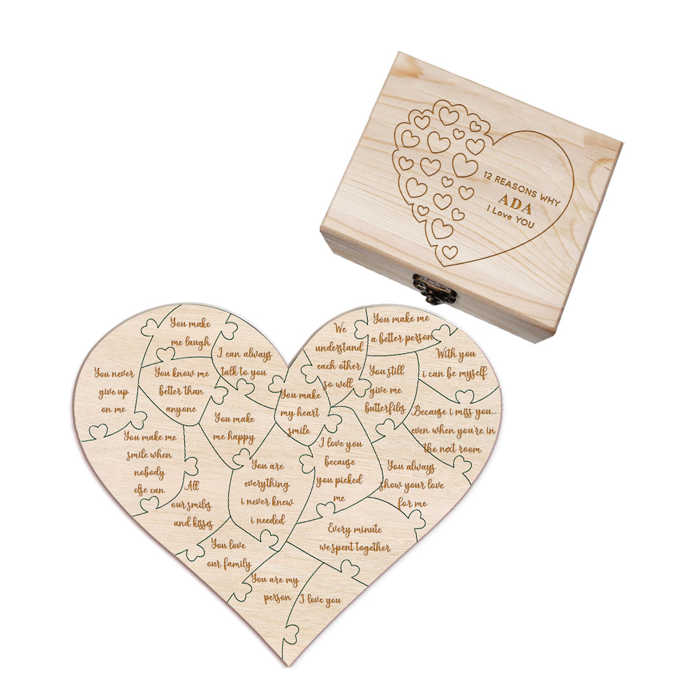 Personalised Wooden Puzzle with Box Reasons Why I Love You Unique Gift for Lover