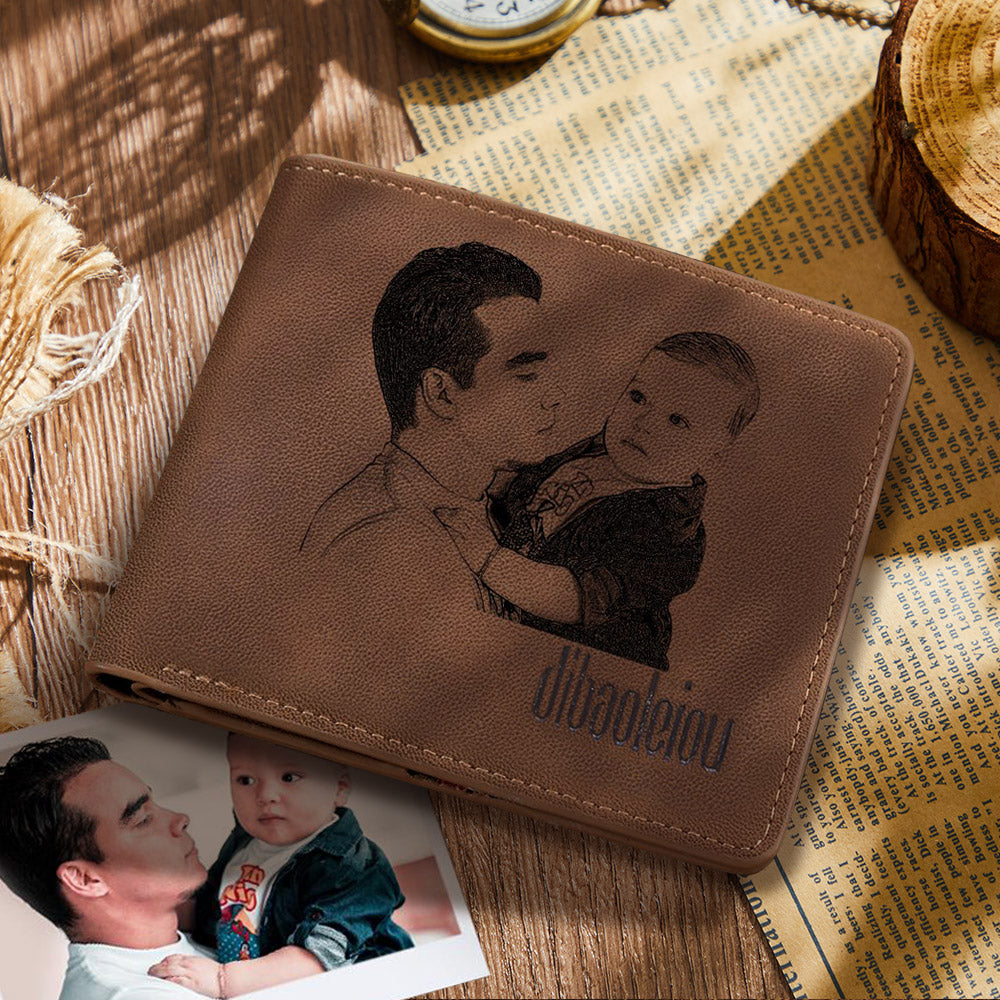 Personalized Photo & Text Wallet Men's Custom Photo Wallet - Perfect Gift For Father