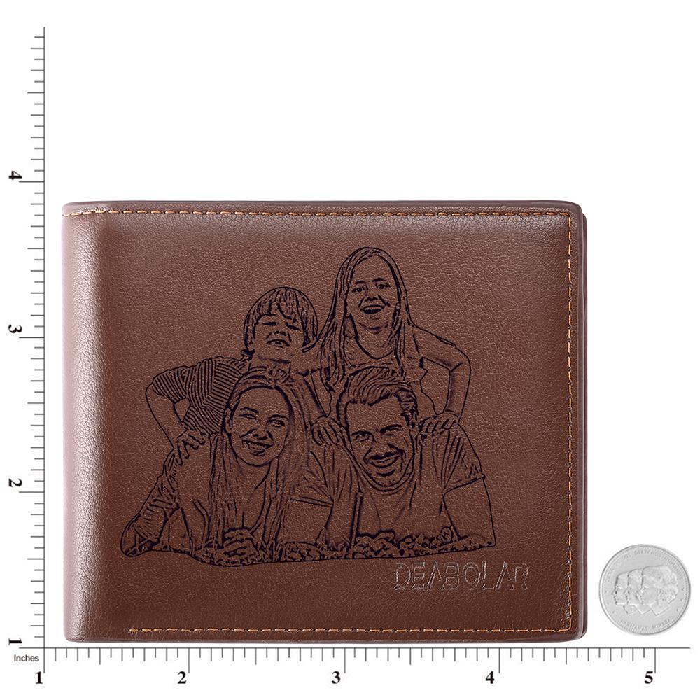 Gift for Dad Men's Trifold Custom Photo Wallet - Brown