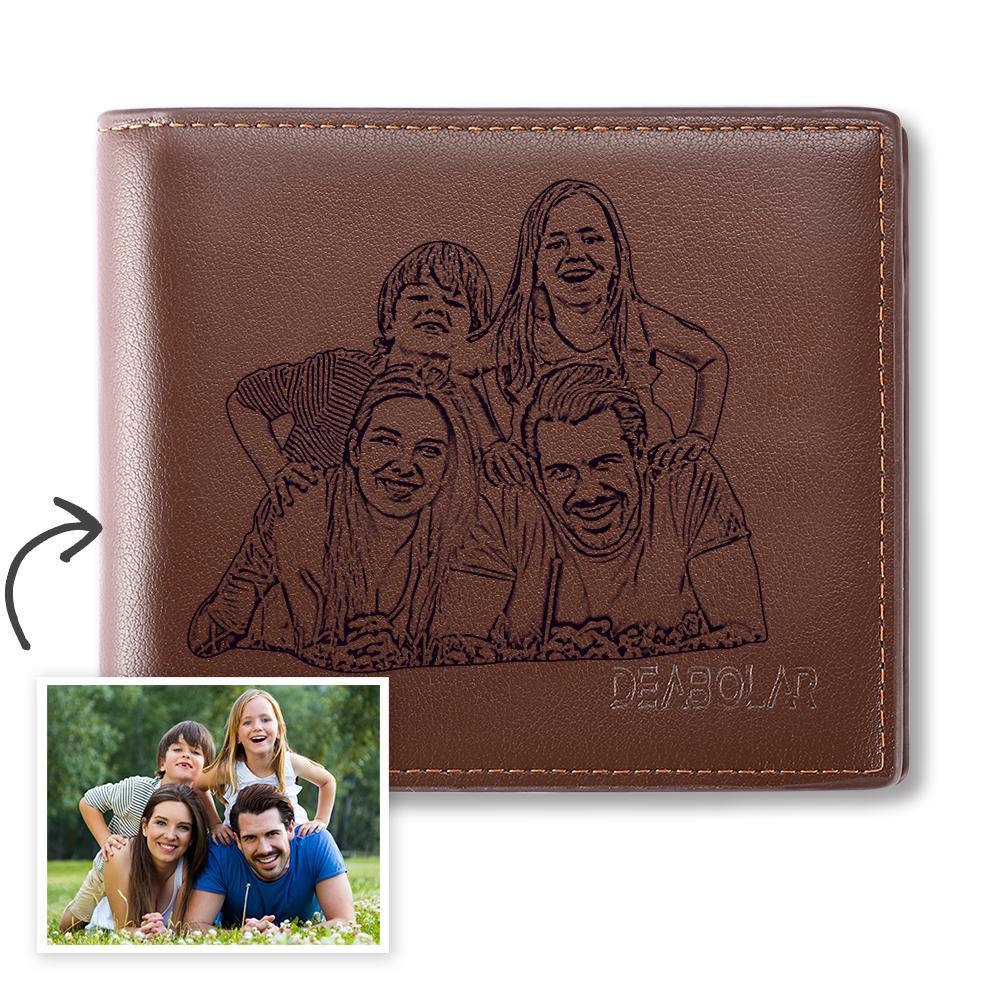 Gift for Dad Men's Trifold Custom Photo Wallet - Brown