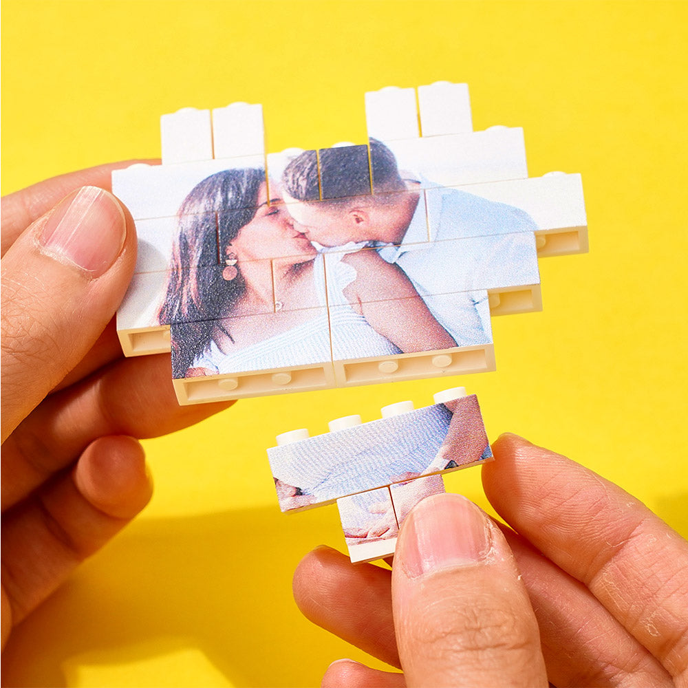 Gifts for Her Custom Building Brick Personalized Photo Block Heart Shaped