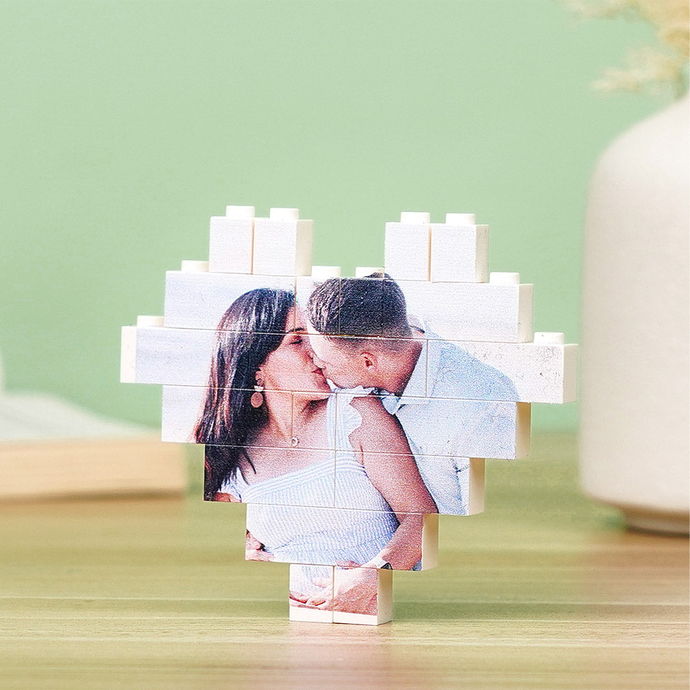 Gifts for Her Custom Building Brick Personalized Photo Block Heart Shaped