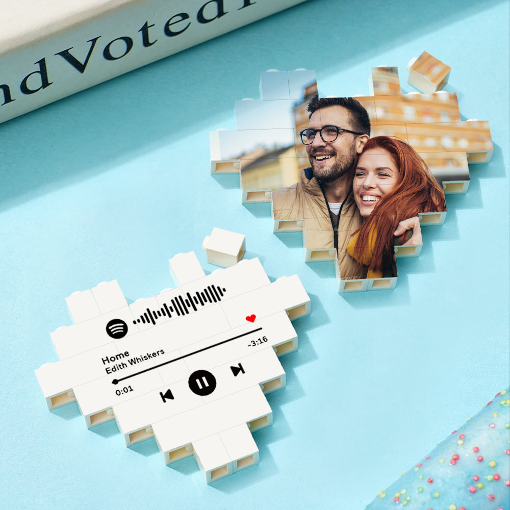 Custom Music Building Brick Personalized Photo Block Heart Shape