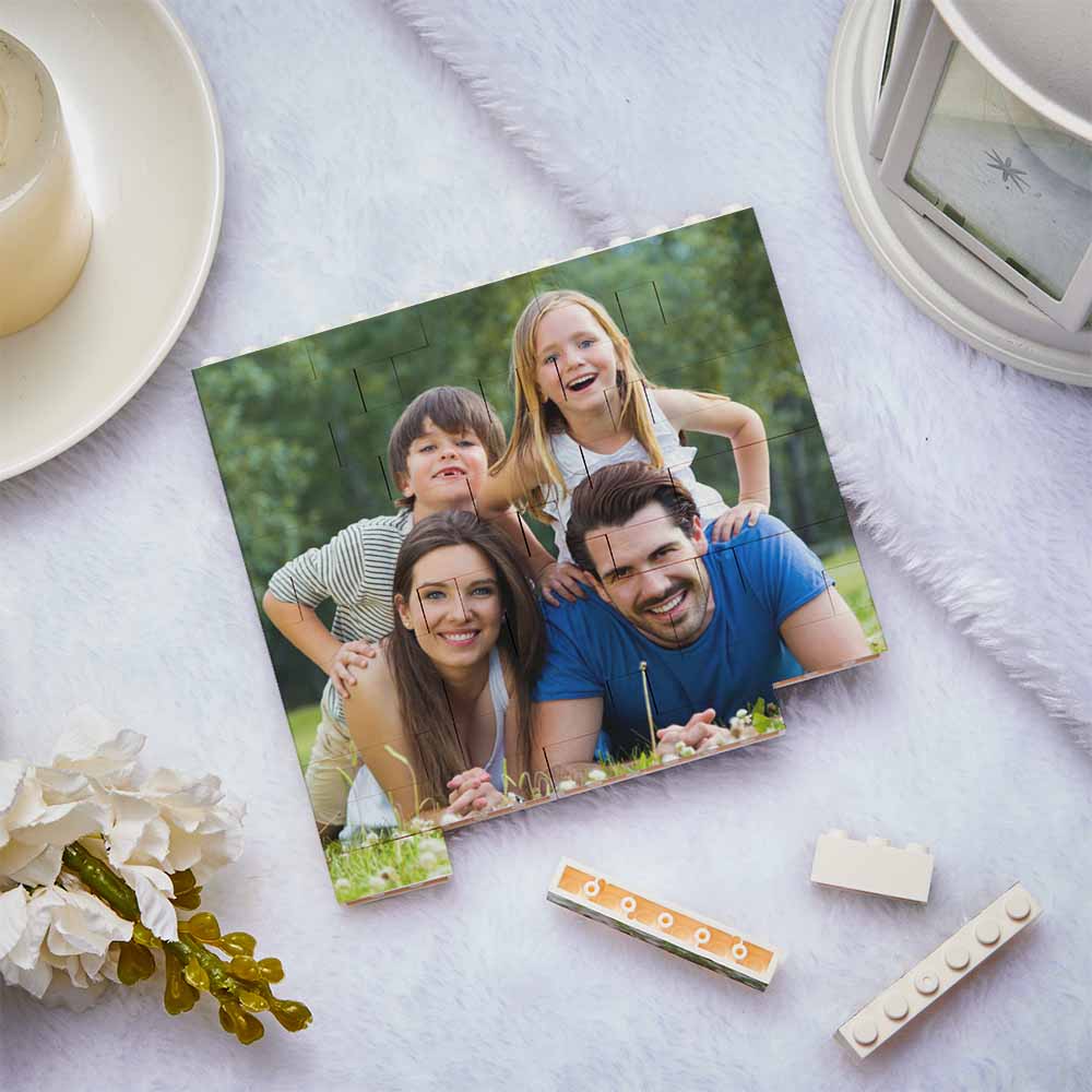 Personalized Building Brick Square Photo Block Music Code Custom Text Frame