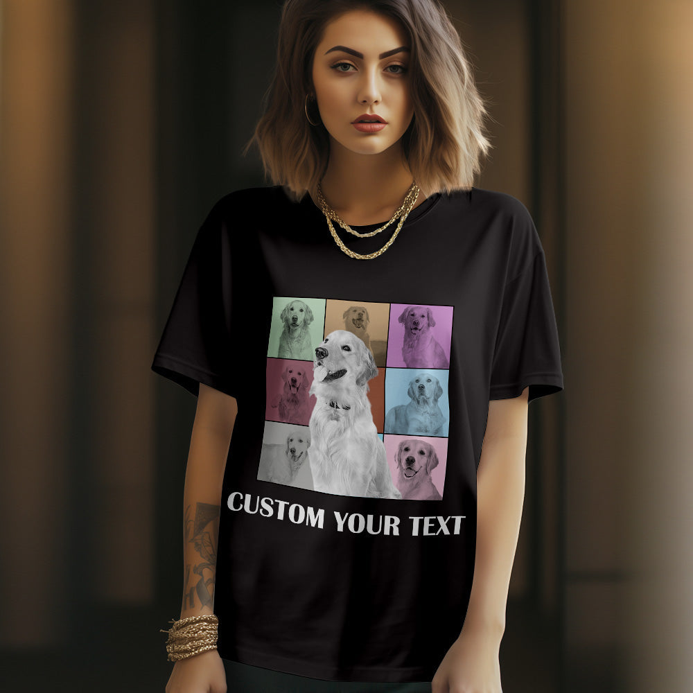 Custom Your Photo and Text Shirt Personalised Dog Photo Shirt Custom Multi Pet Portrait Shirt