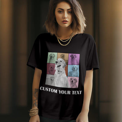 Custom Your Photo and Text Shirt Personalised Dog Photo Shirt Custom Multi Pet Portrait Shirt - MyFaceSocks