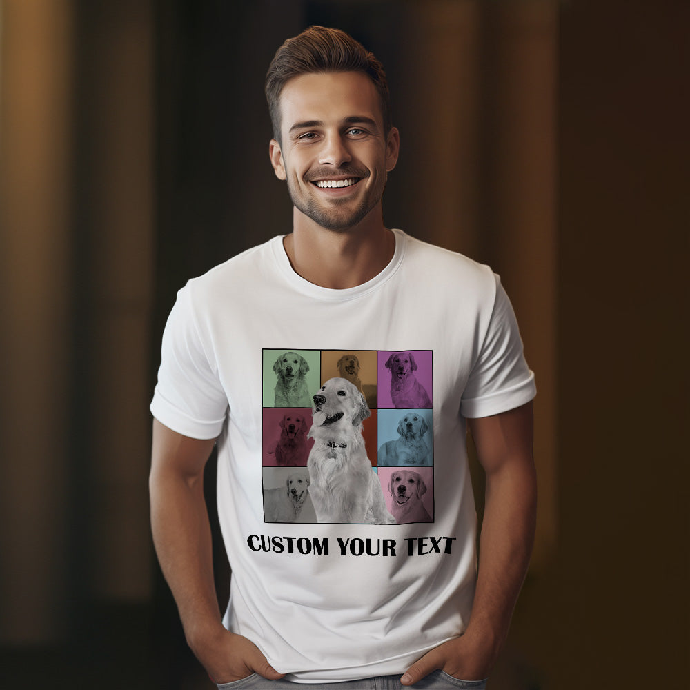 Custom Your Photo and Text Shirt Personalised Dog Photo Shirt Custom Multi Pet Portrait Shirt