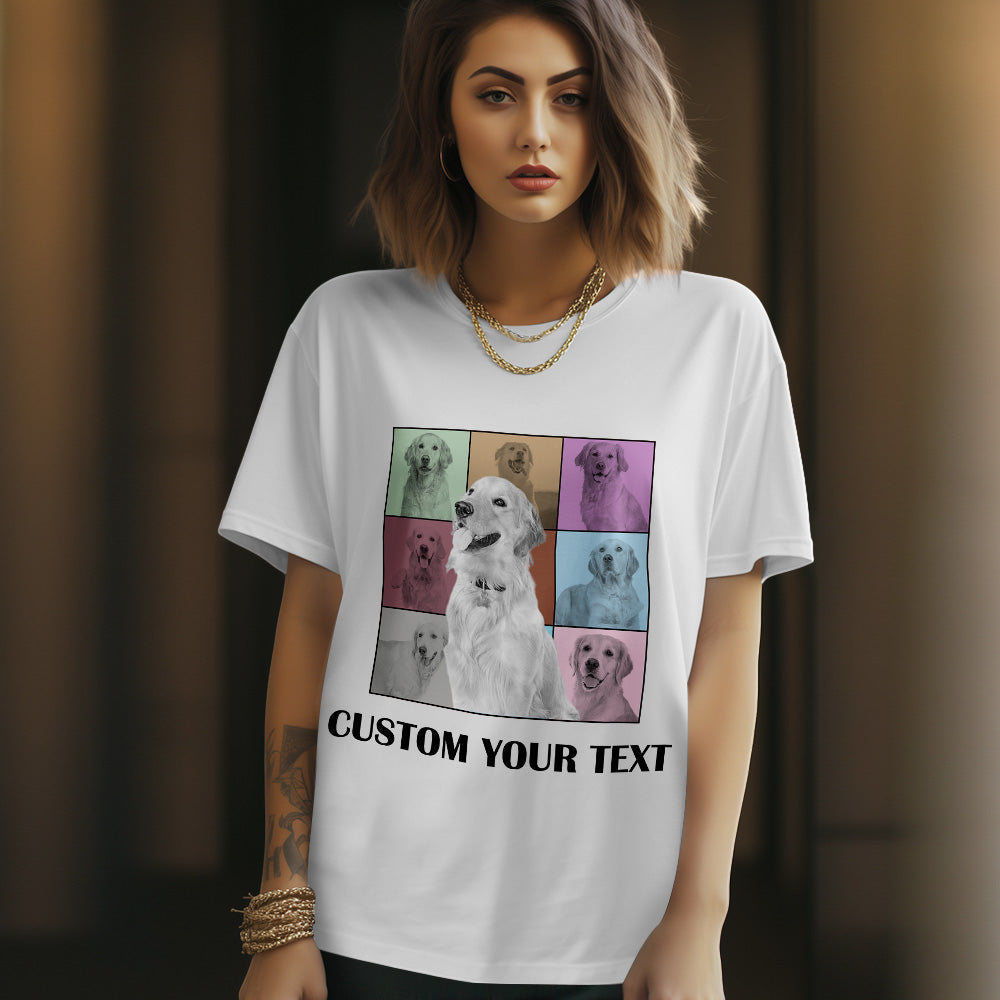 Custom Your Photo and Text Shirt Personalised Dog Photo Shirt Custom Multi Pet Portrait Shirt