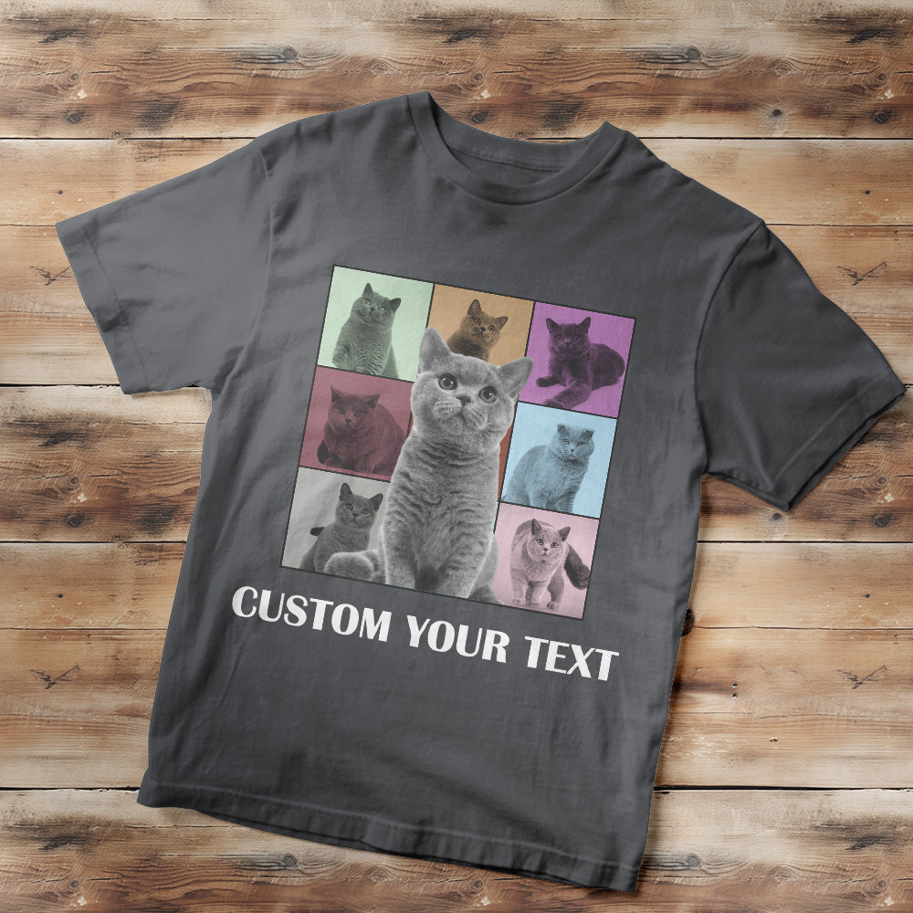 Custom Your Photo and Text Shirt Personalised Dog Photo Shirt Custom Multi Pet Portrait Shirt